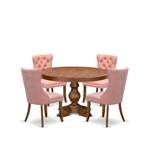 East West Furniture Ferris 5-Piece Kitchen Dining Set in Walnut Finish