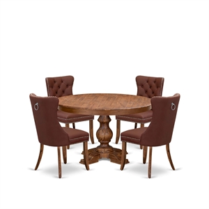 East West Furniture Ferris 5-Piece Kitchen Dining Set in Walnut Finish