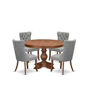 East West Furniture Ferris 5-Piece Kitchen Dining Set in Walnut Finish
