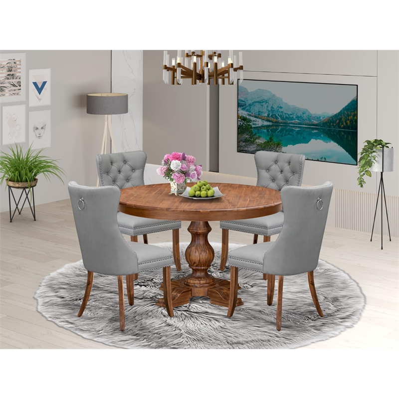 East West Furniture Ferris 5-Piece Kitchen Dining Set in Walnut Finish