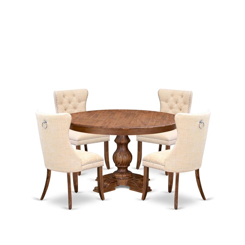 East West Furniture Ferris 5-Piece Dining Room Set in Walnut Finish