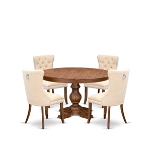 East West Furniture Ferris 5-Piece Dining Room Set in Walnut Finish
