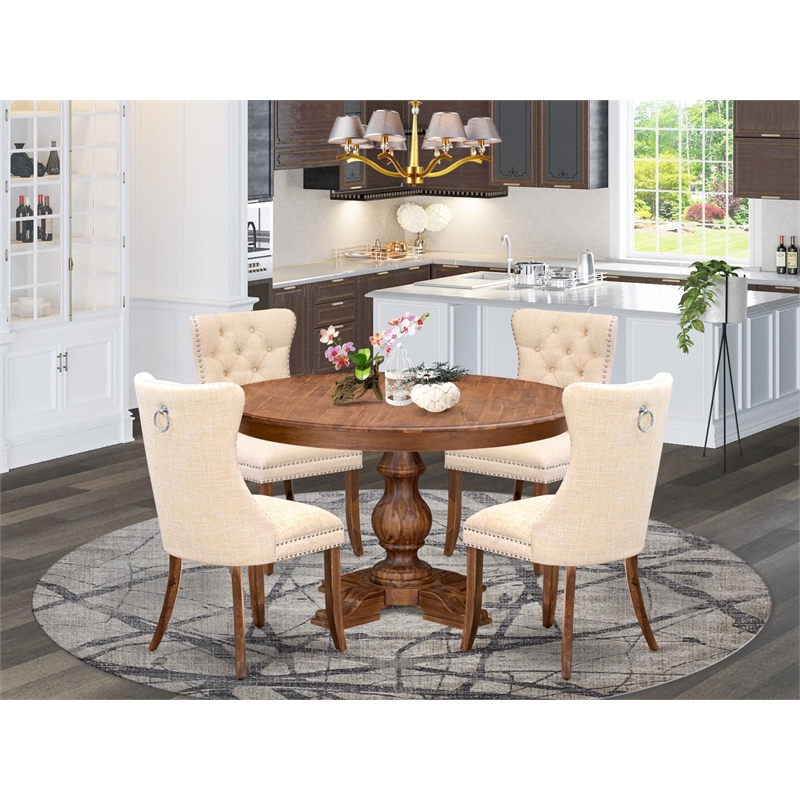 East West Furniture Ferris 5-Piece Dining Room Set in Walnut Finish