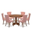 East West Furniture Ferris 7-Piece Mid Century Modern Dining Set in Walnut