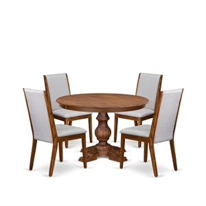 East West Furniture Ferris 5-Piece Dining Room Table Set in Walnut Finish