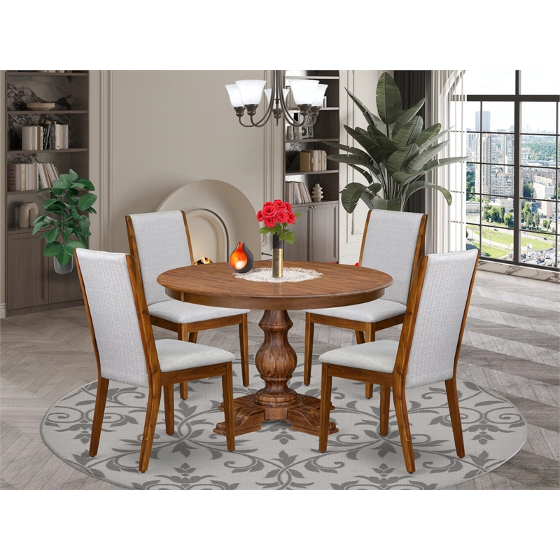 East West Furniture Ferris 5-Piece Dining Room Table Set in Walnut Finish