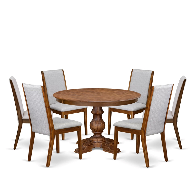 East West Furniture Ferris 7-Piece Modern Dining Table Set in Walnut Finish