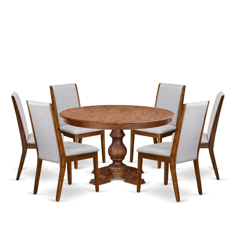East West Furniture Ferris 7-Piece Kitchen Table Set in Walnut Finish