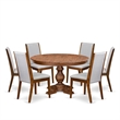 East West Furniture Ferris 7-Piece Kitchen Table Set in Walnut Finish