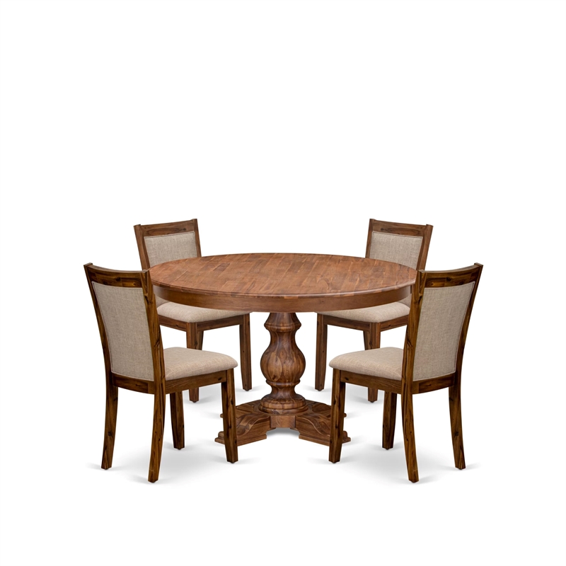 East West Furniture Ferris 5-Piece Dining Table Set in Walnut Finish