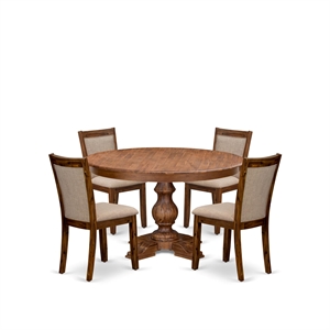 East West Furniture Ferris 5-Piece Dining Table Set in Walnut Finish