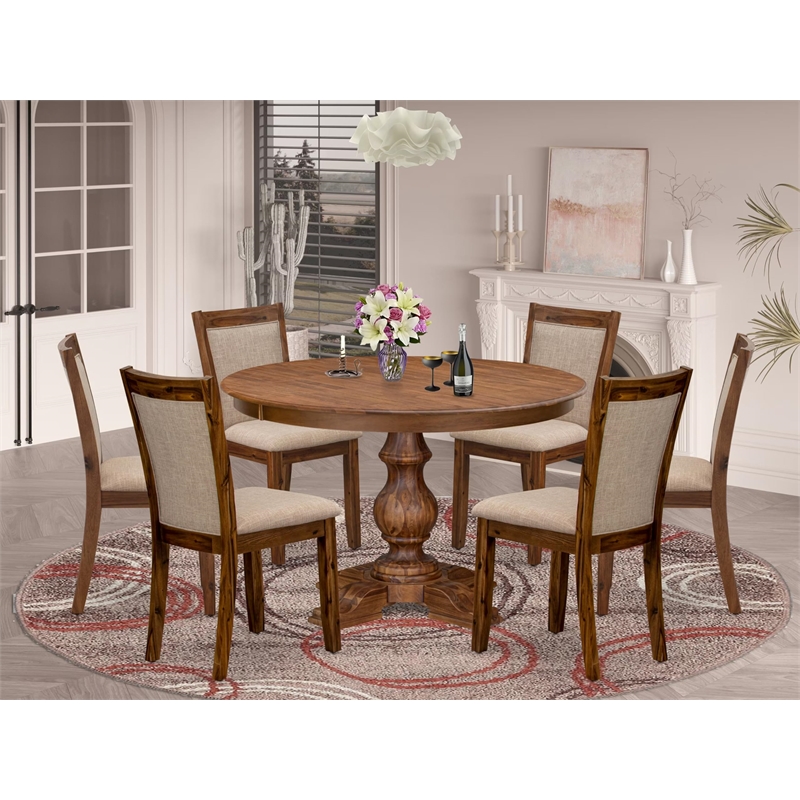 East West Furniture Ferris 7-Piece Modern Dining Table Set in Walnut Finish