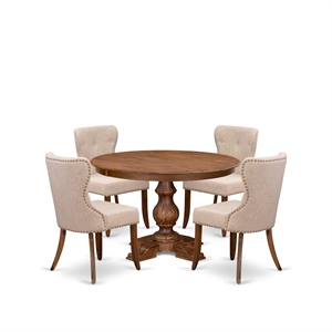 East West Furniture Ferris 5-Piece Dining Table Set in Walnut Finish