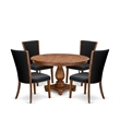 East West Furniture Ferris 5 Piece Round Kitchen Table Set in Walnut Finish