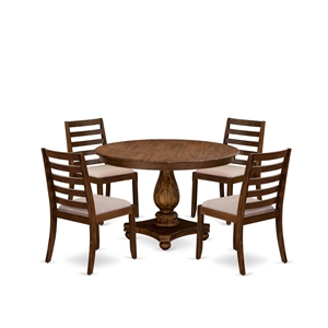 East West Furniture Ferris 5 Piece A Dining Table Set in Walnut Finish