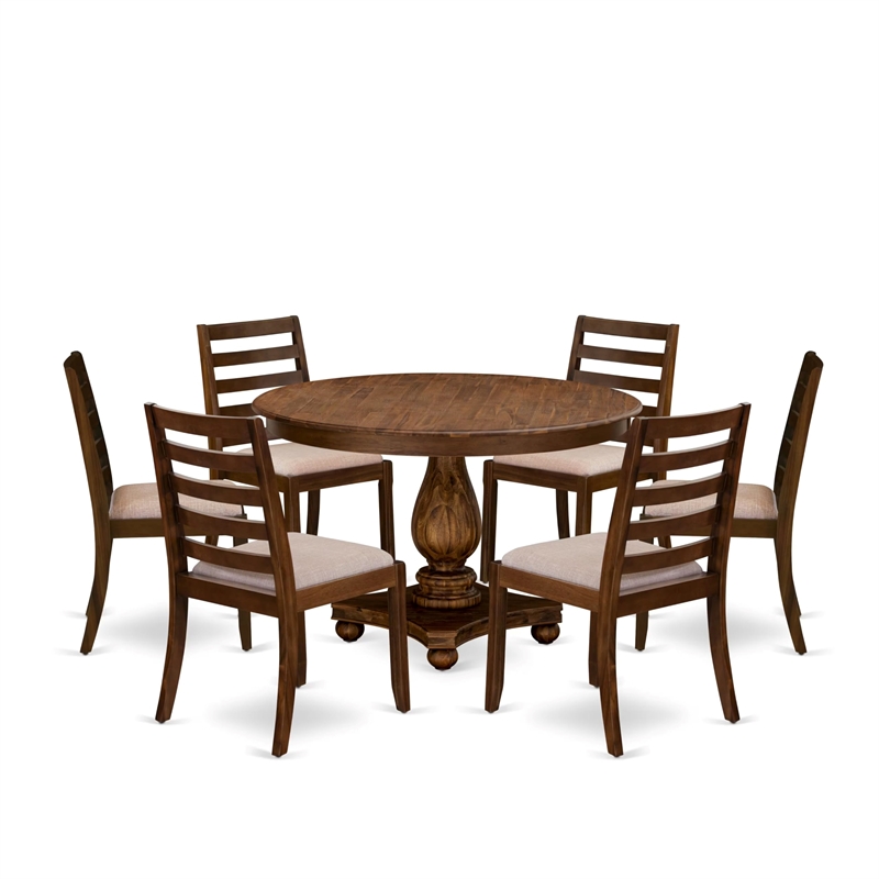 East West Furniture Ferris 7 Piece A Modern Dining Table Set in Walnut Finish