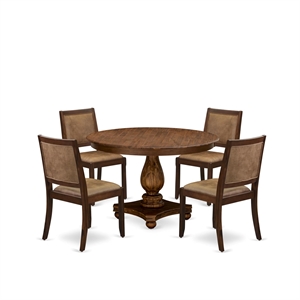 East West Furniture Ferris 5 Piece A Dining Room Table Set in Walnut Finish