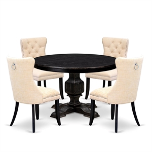 East West Furniture Ferris 5-Piece Kitchen Dining Set in Black Finish