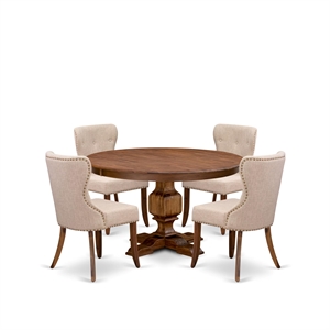 East West Furniture Ferris 5-Piece Dining Room Set in Walnut Finish
