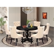 East West Furniture Ferris 7-Piece Dining Table Set in Black Finish