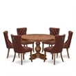 East West Furniture Ferris 7-Piece Kitchen Table Set in Walnut Finish