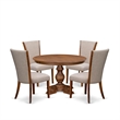 East West Furniture Ferris 5 Piece Round Kitchen Table Set in Walnut Finish