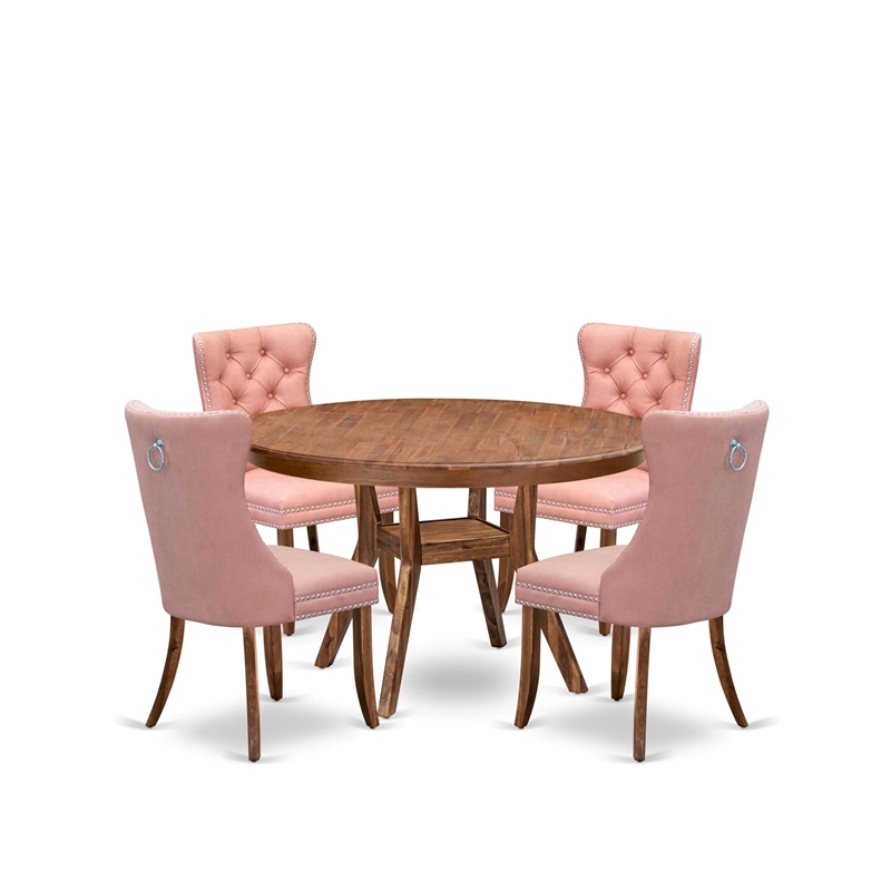 East West Furniture Ferris 5-Piece Modern Dining Set in Walnut Finish