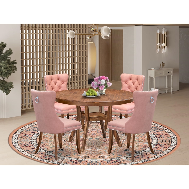 East West Furniture Ferris 5-Piece Modern Dining Set in Walnut Finish