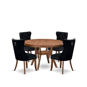 East West Furniture Ferris 5-Piece Dining Room Set in Walnut Finish