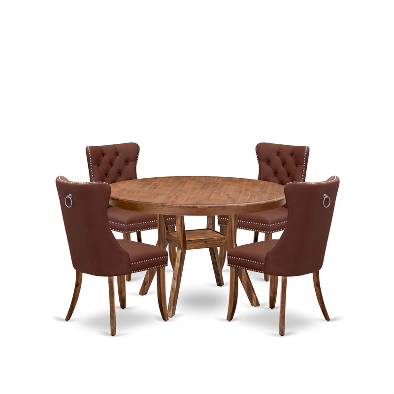 East West Furniture Ferris 5-Piece Modern Dining Set in Walnut Finish