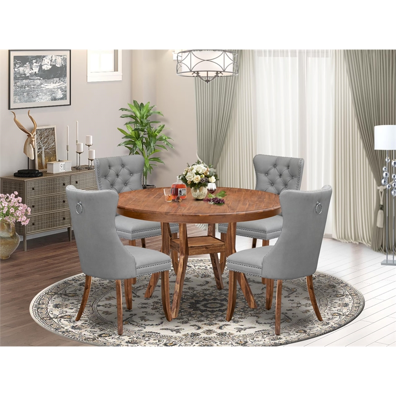 East West Furniture Ferris 5-Piece Modern Dining Set in Walnut Finish