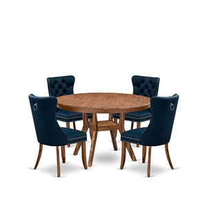 East West Furniture Ferris 5-Piece Dining Table Set in Walnut Finish