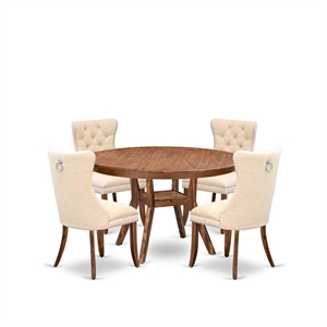 East West Furniture Ferris 5-Piece Kitchen Dining Set in Walnut Finish