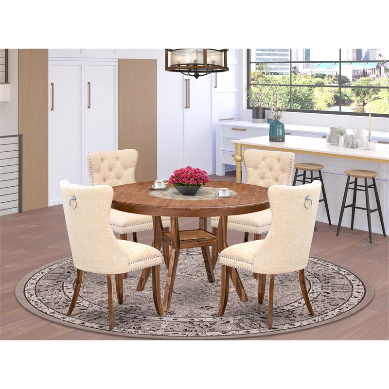 East West Furniture Ferris 5-Piece Kitchen Dining Set in Walnut Finish