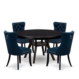 East West Furniture Ferris 5 Piece Round Dining Set in Black Finish