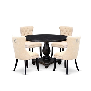 East West Furniture Irving 5-Piece Dining Room Set in Black Finish