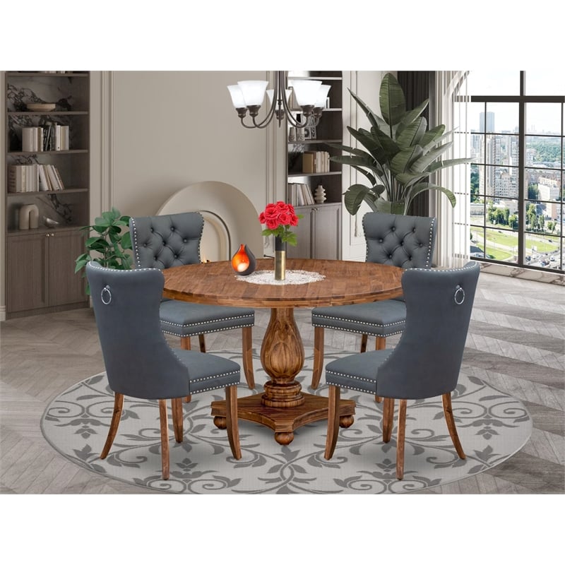 East West Furniture Irving 5-Piece Dining Room Set in Walnut Finish