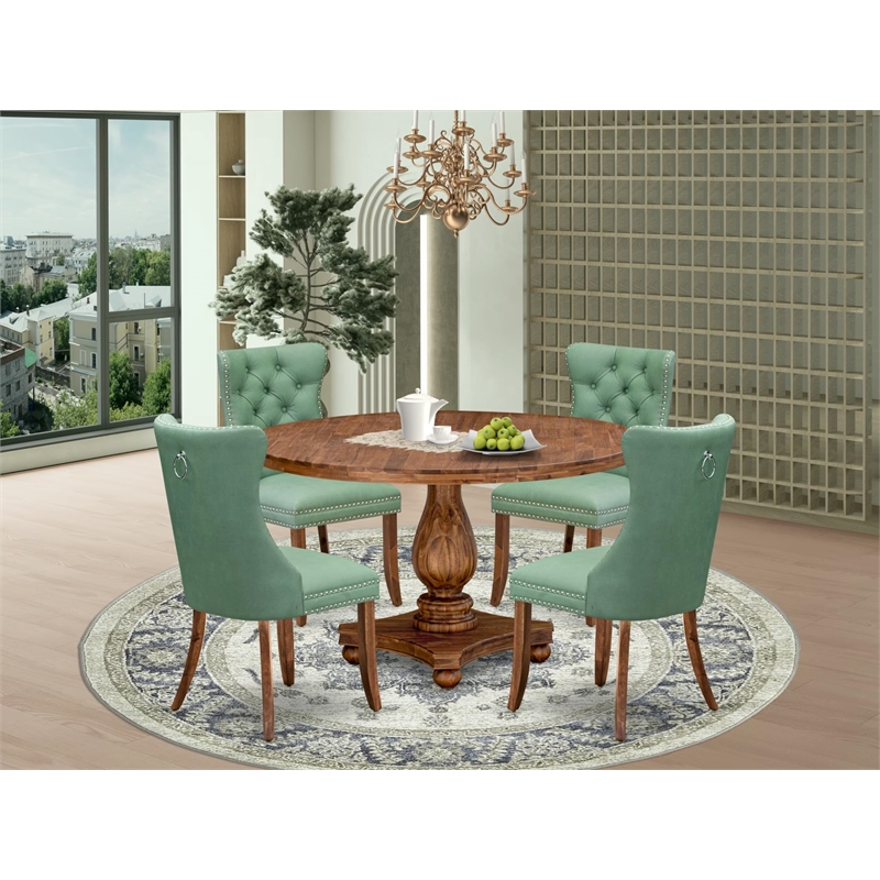 East West Furniture Irving 5-Piece Modern Dining Set in Walnut Finish
