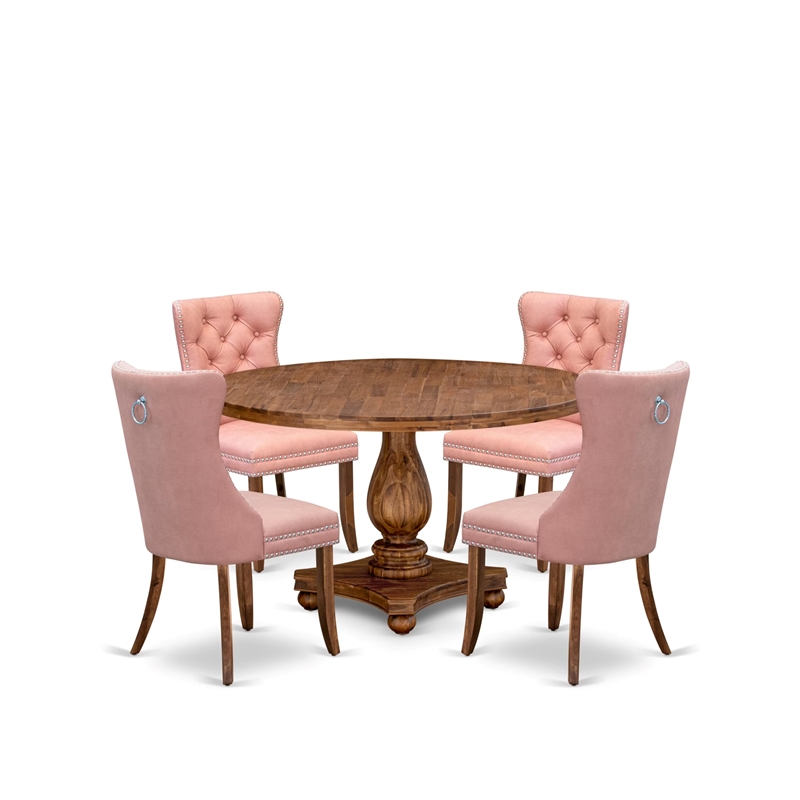 East West Furniture Irving 5-Piece Dining Table Set in Walnut Finish