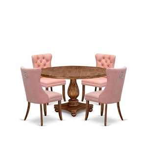 East West Furniture Irving 5-Piece Dining Table Set in Walnut Finish