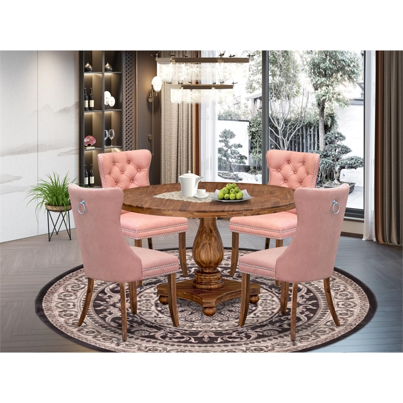 East West Furniture Irving 5-Piece Dining Table Set in Walnut Finish