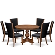 East West Furniture Ferris 7 Piece Round Kitchen Table Set in Walnut Finish
