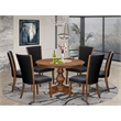 East West Furniture Ferris 7 Piece Round Kitchen Table Set in Walnut Finish