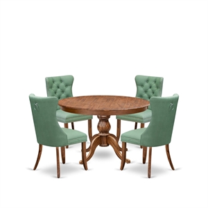 East West Furniture Ferris 5-Piece Dining Room Set in Walnut Finish