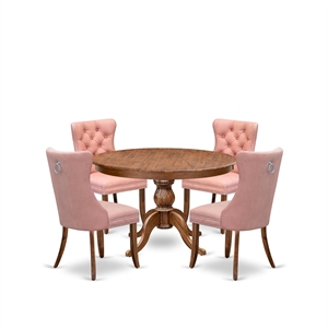 East West Furniture Ferris 5-Piece Mid Century Dining Set in Walnut Finish