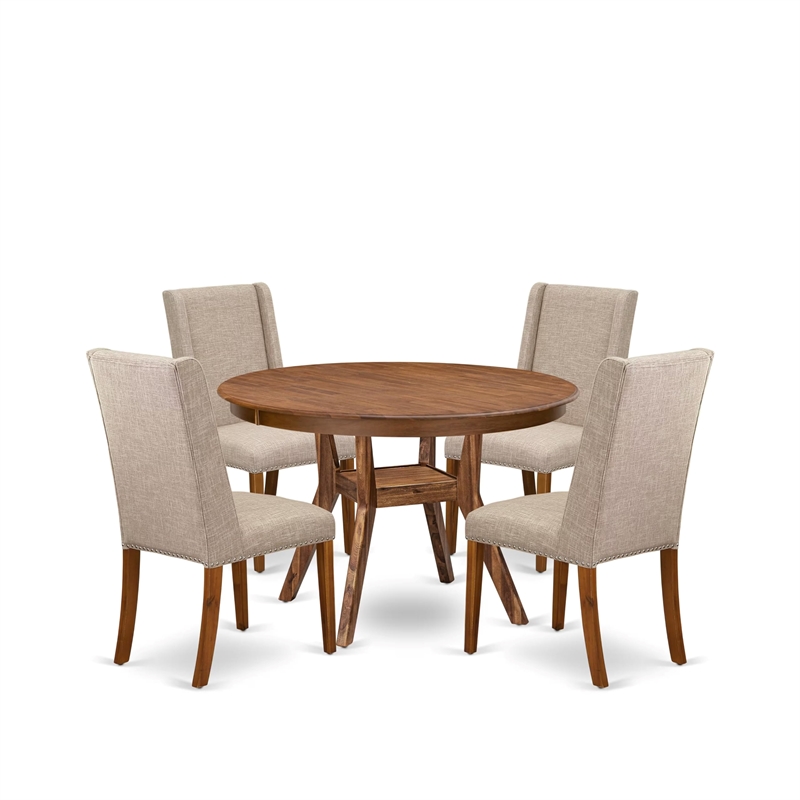 East West Furniture Ferris 5-Piece Kitchen Dining Set in Walnut Finish