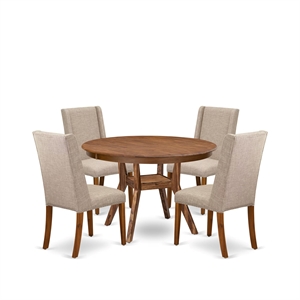 East West Furniture Ferris 5-Piece Kitchen Dining Set in Walnut Finish