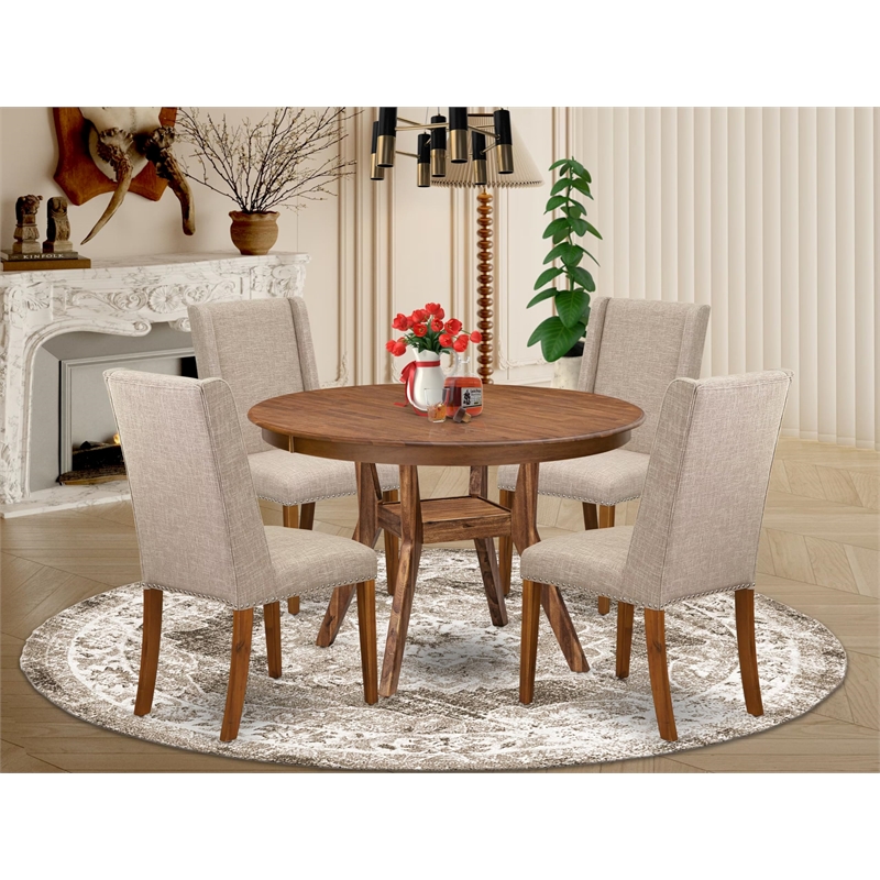 East West Furniture Ferris 5-Piece Kitchen Dining Set in Walnut Finish