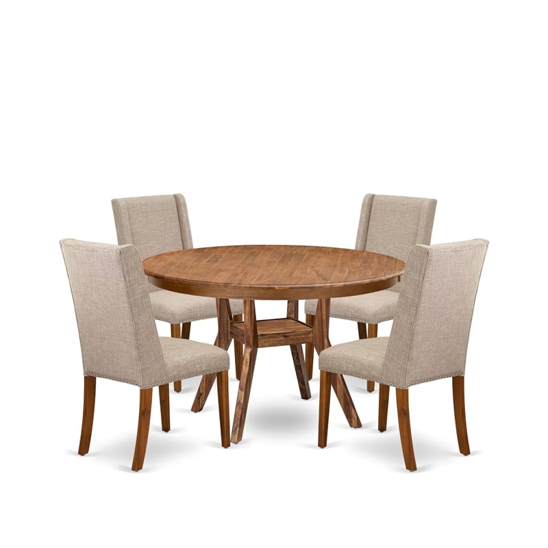 East West Furniture Ferris 5-Piece Dining Table Set in Walnut Finish