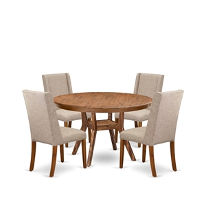 East West Furniture Ferris 5-Piece Dining Table Set in Walnut Finish
